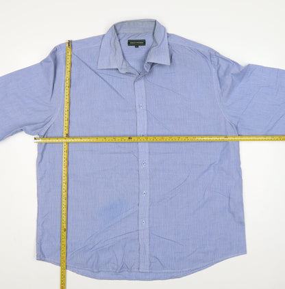 Greenwoods Men's Blue 18 Long Sleeve Check Button-Up Shirt