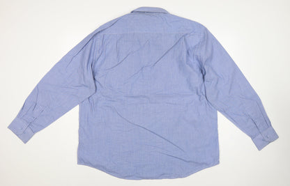 Greenwoods Men's Blue 18 Long Sleeve Check Button-Up Shirt