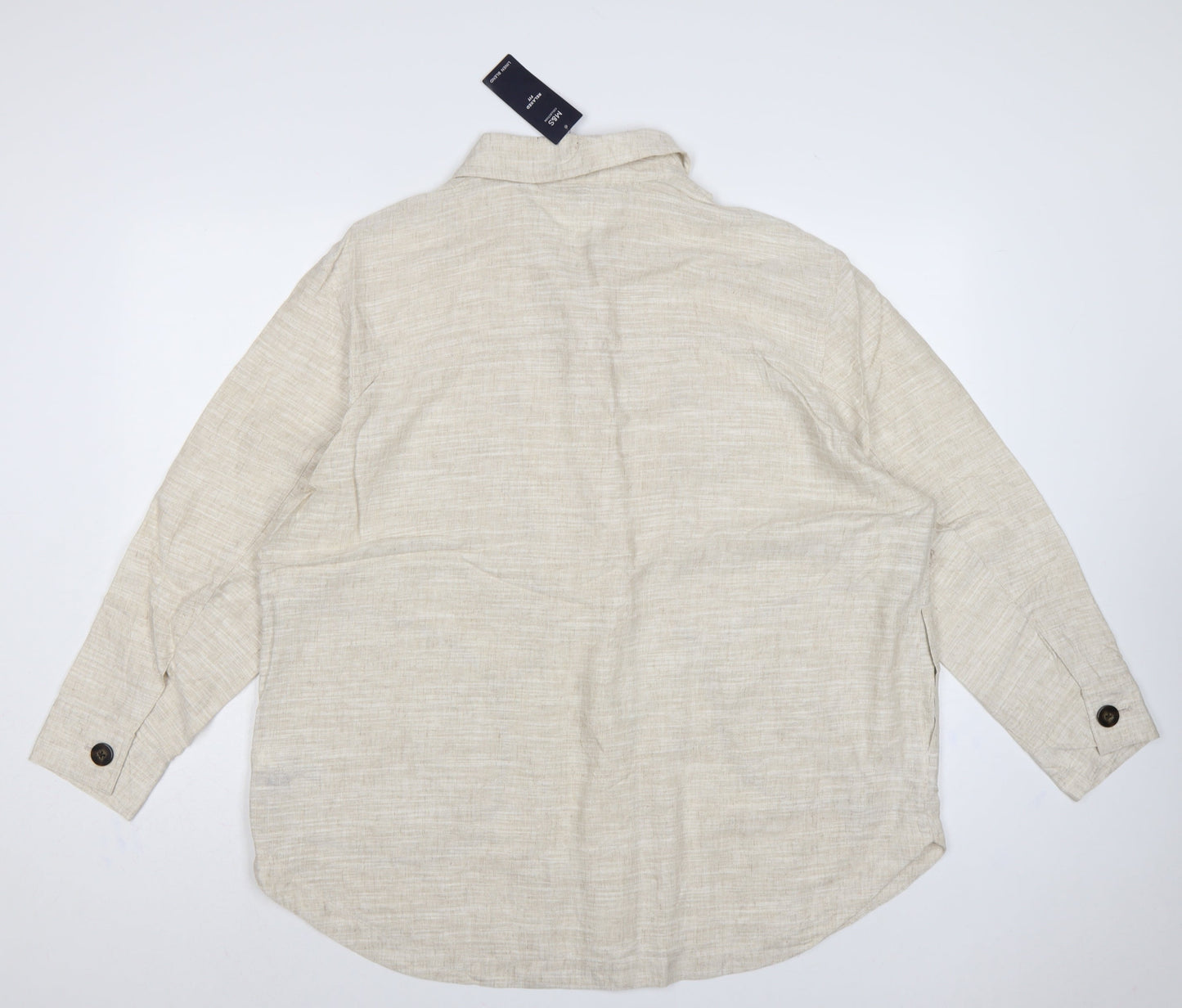 Marks & Spencer Women Beige UK 20 Relaxed Linen Button-Up Shirt