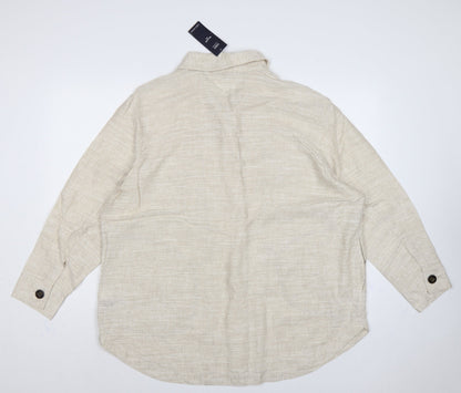 Marks & Spencer Women Beige UK 20 Relaxed Linen Button-Up Shirt