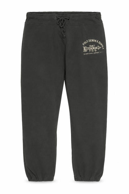 Front view of Denim & Supply Ralph Lauren Men’s Black XL Logo Sweatpants Joggers
