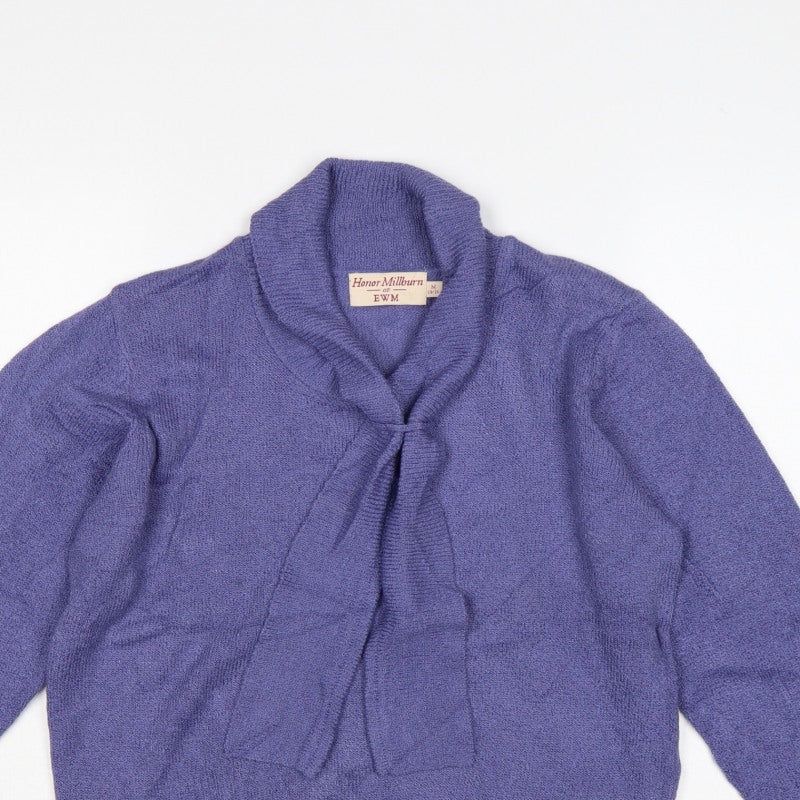 Honor Millburn at EWM Women Purple Size 16 Cowl Neck Pullover Jumper