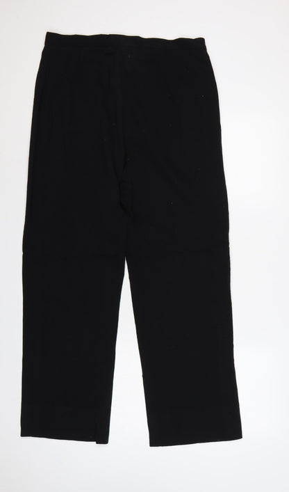 CC Women's Black UK 14 Wool Blend Straight Tailored Trousers