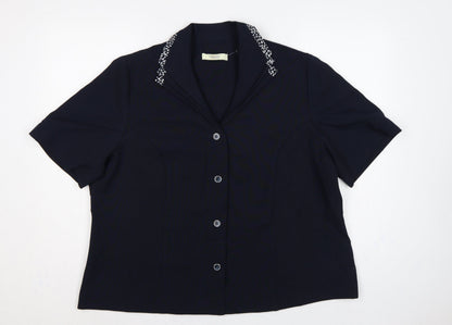 Classics Women’s Blue Size 22 Short Sleeve 4 Button Suit Jacket