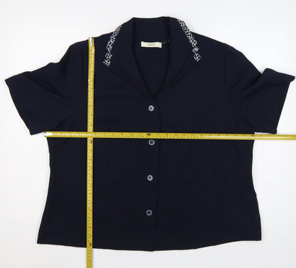 Classics Women’s Blue Size 22 Short Sleeve 4 Button Suit Jacket