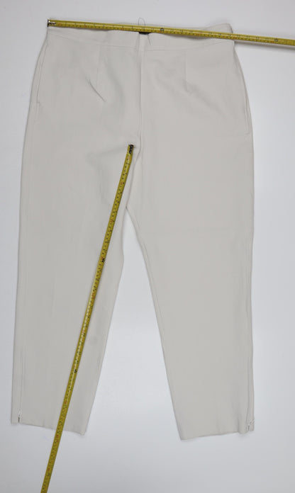 M&S Womens Ivory UK 20 Long Tapered Ankle Zip Tailored Trousers