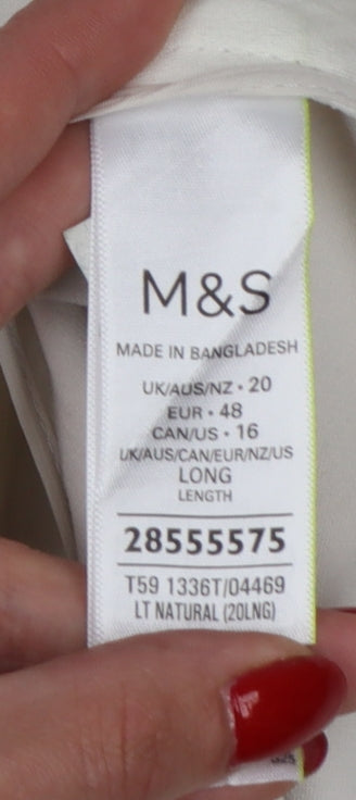 M&S Womens Ivory UK 20 Long Tapered Ankle Zip Tailored Trousers
