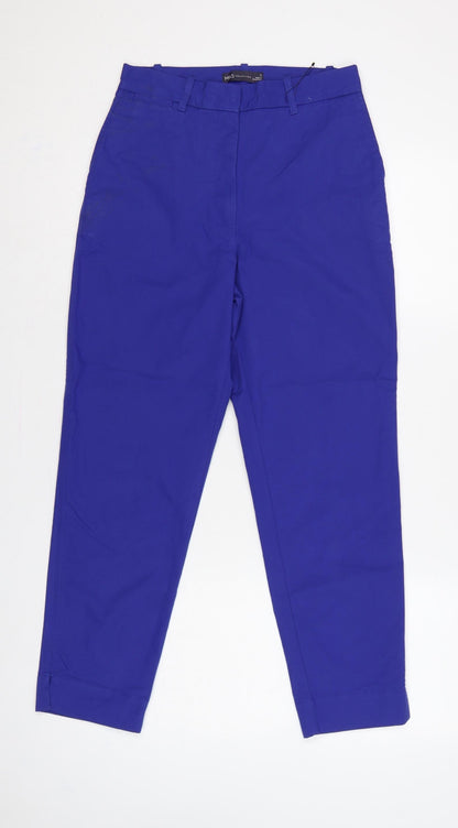 Marks and Spencer Women Blue UK 6 Short Tapered Smart Trousers