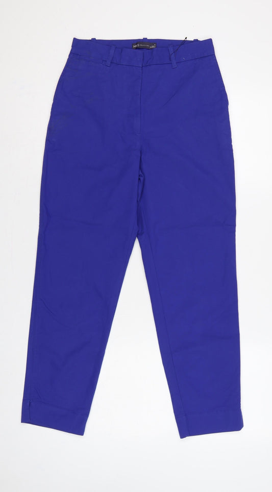 Marks and Spencer Women Blue UK 6 Short Tapered Smart Trousers