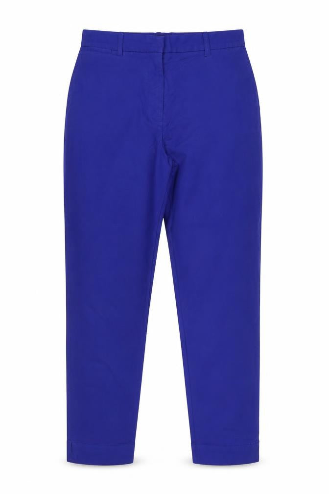 Marks & Spencer Women Blue UK 8 Long Tapered Chino Trousers Pockets