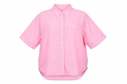 Marks & Spencer Women Pink Linen Button-Up Shirt UK 20 3/4 Sleeve