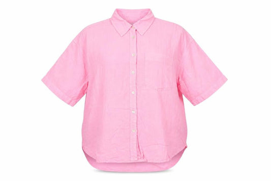 Marks & Spencer Women Pink Linen Button-Up Shirt UK 20 3/4 Sleeve
