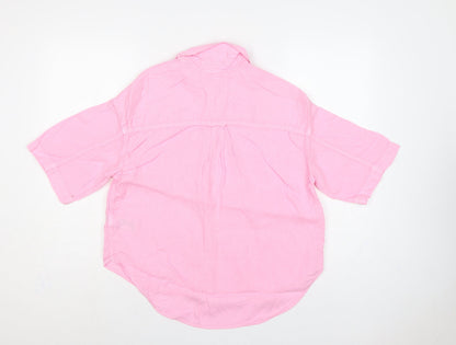 Marks and Spencer Women Pink Linen Button-Up Shirt UK 20 3/4 Sleeve