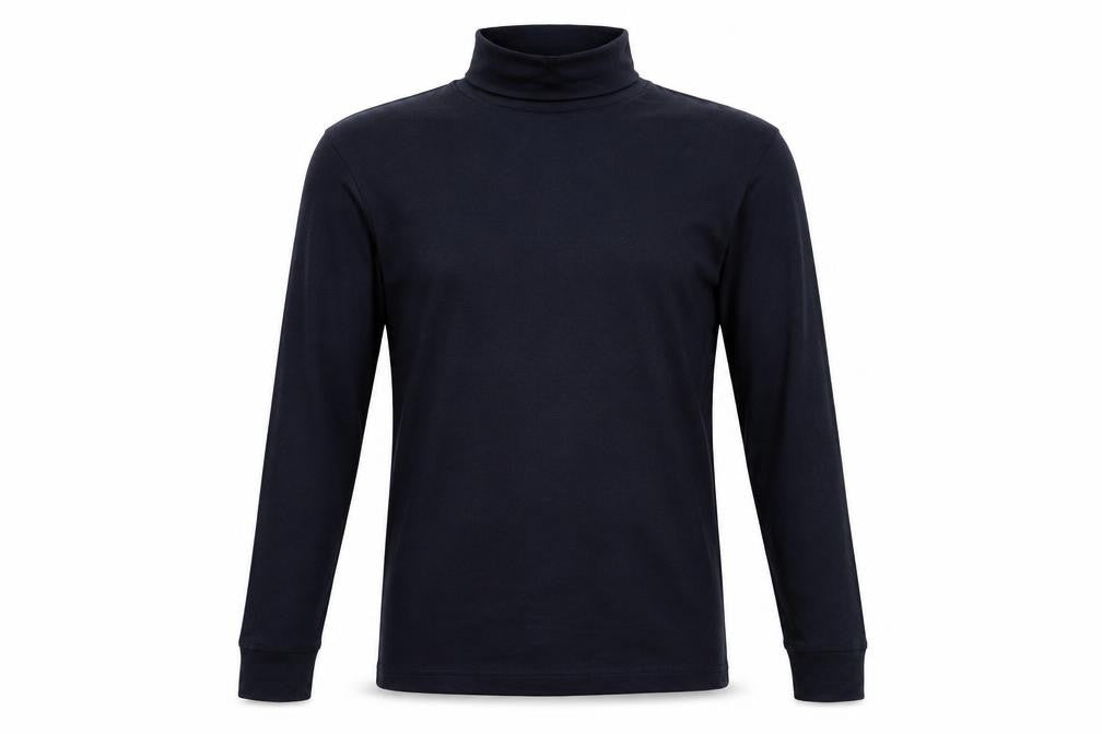Cotton Traders Men’s Navy Blue Small Long Sleeve High Neck Cotton T-Shirt