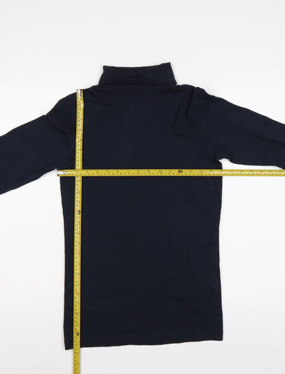 Cotton Traders Men’s Navy Blue Small Long Sleeve High Neck Cotton T-Shirt