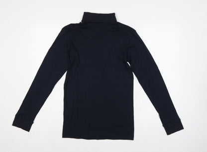 Cotton Traders Men’s Navy Blue Small Long Sleeve High Neck Cotton T-Shirt
