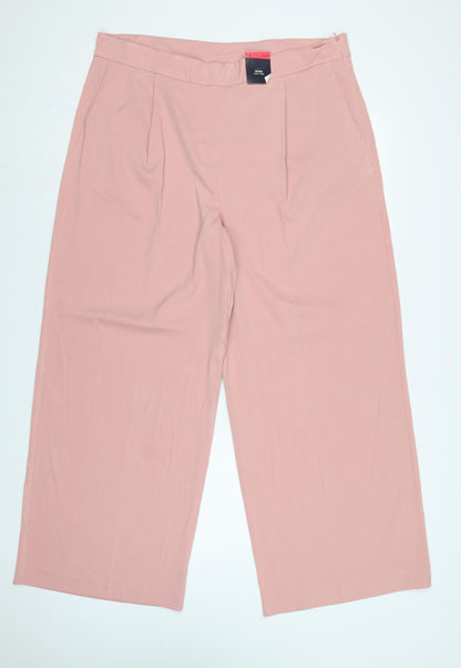 Marks and Spencer Women Pink Size 18 Wide Leg High Rise Trousers