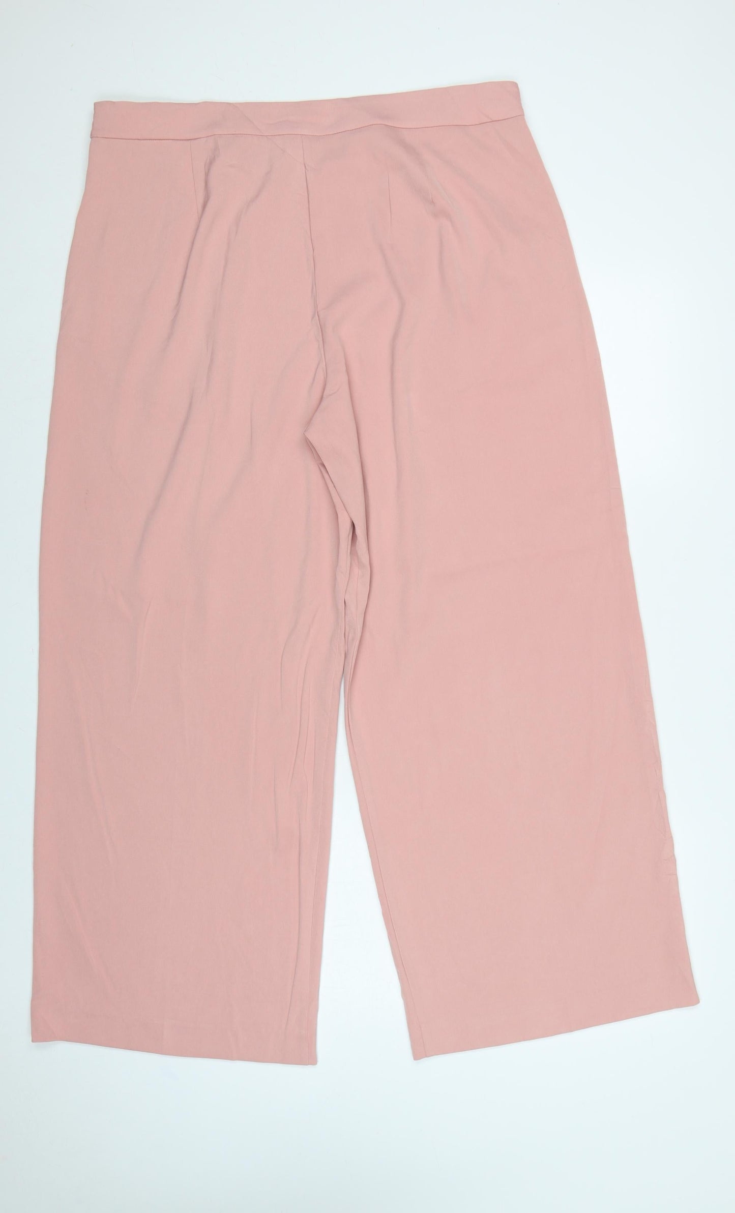 Marks and Spencer Women Pink Size 18 Wide Leg High Rise Trousers