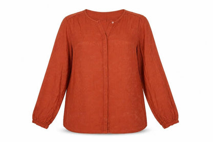 Monsoon Women Orange UK 14 Floral Jacquard Button-Up Long Sleeve Blouse