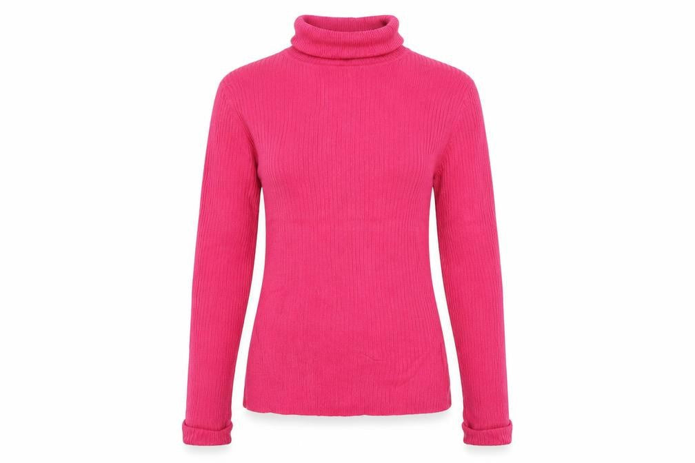 Collusion Women’s Pink UK 12 Roll Neck Ribbed Knit Slim Jumper