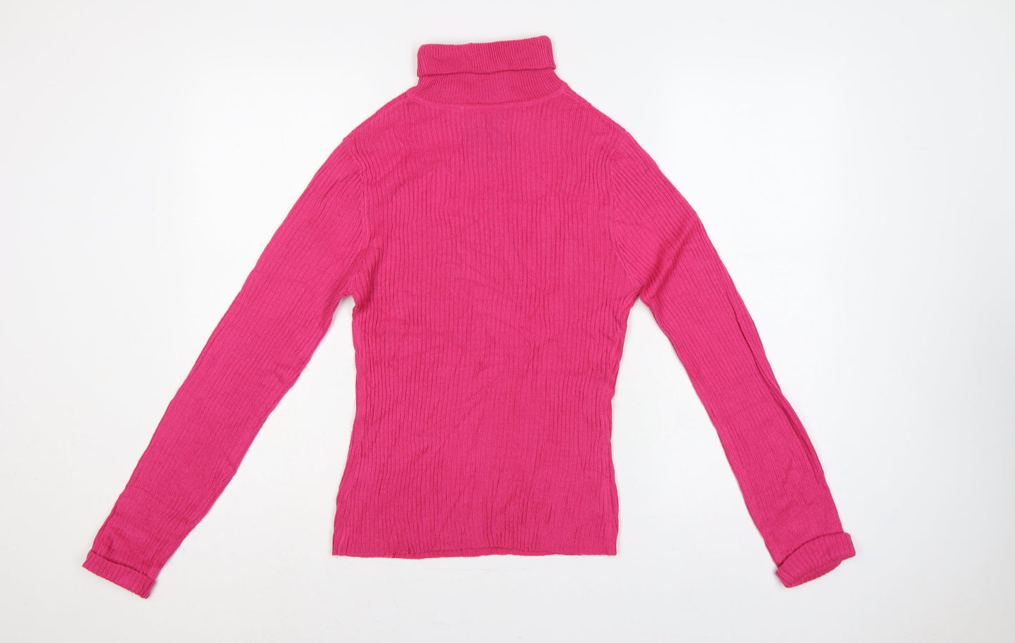 Collusion Women’s Pink UK 12 Roll Neck Ribbed Knit Slim Jumper