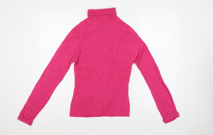 Collusion Women’s Pink UK 12 Roll Neck Ribbed Knit Slim Jumper