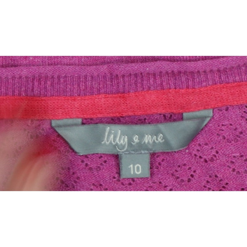Lily & Me Women’s Pink Size 10 Open Knit Button Cardigan