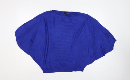 Phase Eight Women’s Blue M Batwing Dolman Ribbed Knit Pullover Jumper