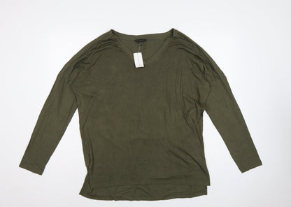 Banana Republic Women Green L Basic Modal Long Sleeve Crew Neck T-Shirt