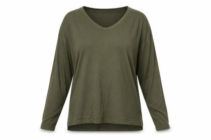 Banana Republic Women Green L Basic Modal Long Sleeve Crew Neck T-Shirt