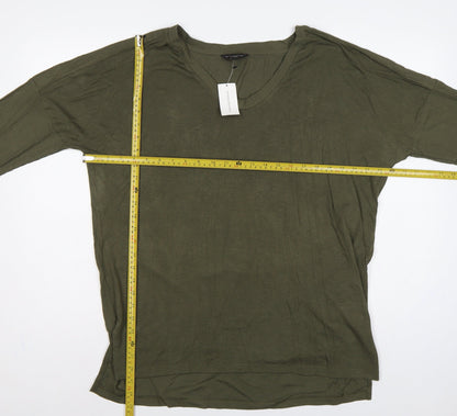 Banana Republic Women Green L Basic Modal Long Sleeve Crew Neck T-Shirt