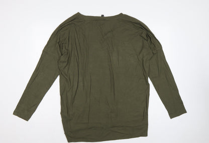 Banana Republic Women Green L Basic Modal Long Sleeve Crew Neck T-Shirt