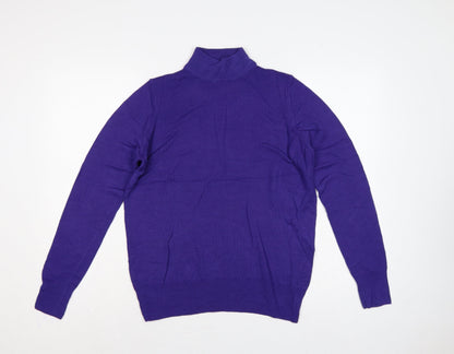 Marks and Spencer Women Purple UK 12 Wool Roll Neck Pullover Jumper