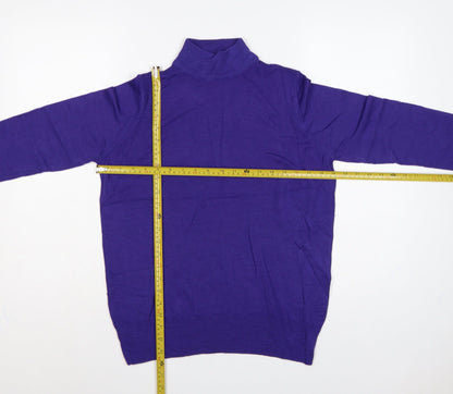 Marks and Spencer Women Purple UK 12 Wool Roll Neck Pullover Jumper