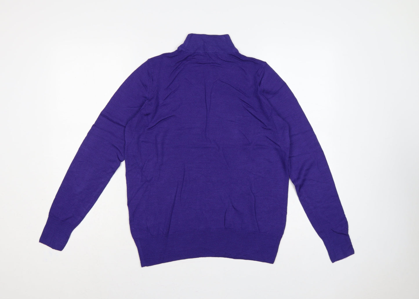 Marks and Spencer Women Purple UK 12 Wool Roll Neck Pullover Jumper