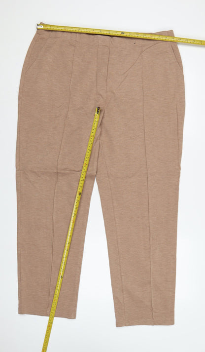 Marks & Spencer Women Beige UK 20 Tapered Smart Trousers