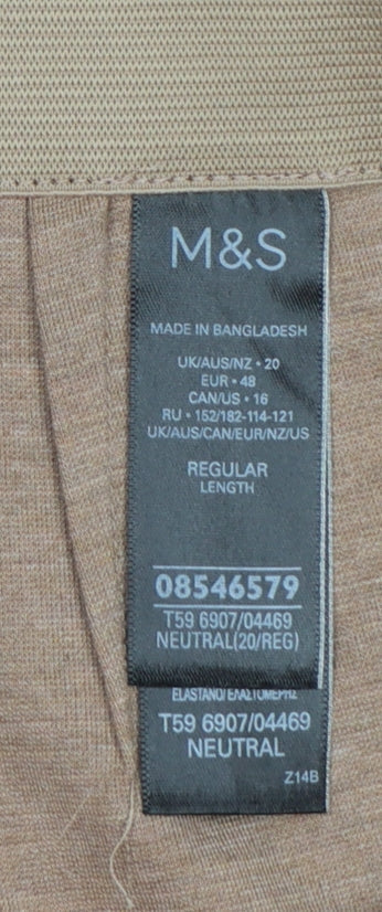 Marks & Spencer Women Beige UK 20 Tapered Smart Trousers