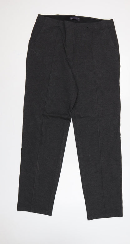 M&S Women’s Grey UK 16 Long Straight Ponte Work Trousers