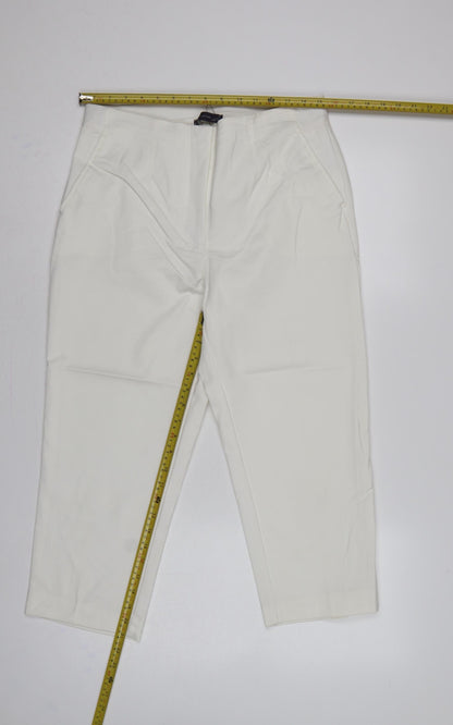Marks and Spencer Women Ivory UK 14 Straight High Rise Trousers