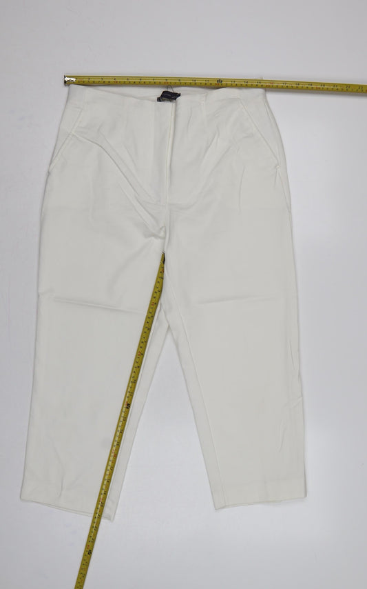 Marks and Spencer Women Ivory UK 14 Straight High Rise Trousers