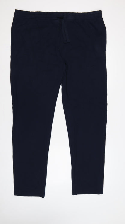 M&S Mens Blue 2XL Long Sweatpants Drawstring 42-44in Waist