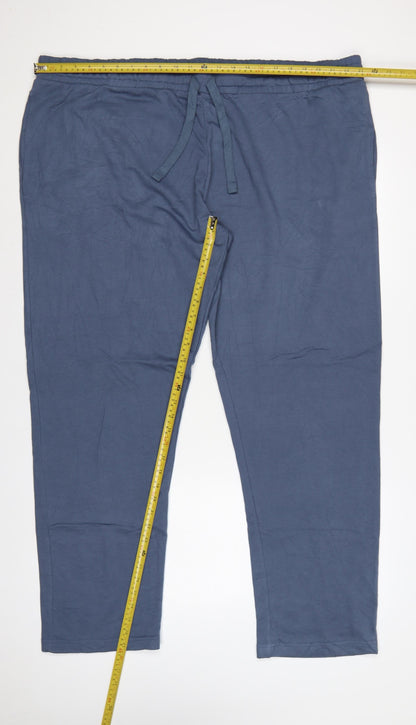 Marks and Spencer Men Blue 5XL Regular Fit Drawstring Trousers