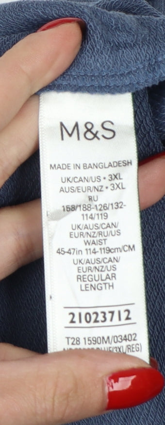 Marks and Spencer Men Blue 3XL Regular Fit Cotton Jogger Trousers