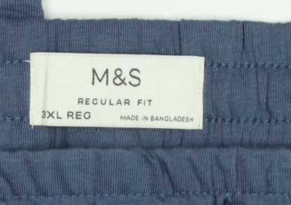 Marks and Spencer Men Blue 3XL Regular Fit Cotton Jogger Trousers