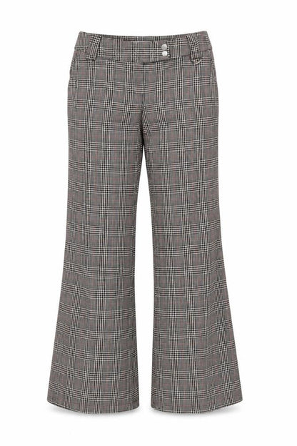 Topshop Women Grey Check Flared Dress Trousers Size 8