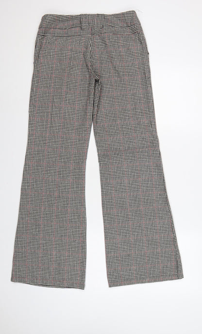 Topshop Women Grey Check Flared Dress Trousers Size 8