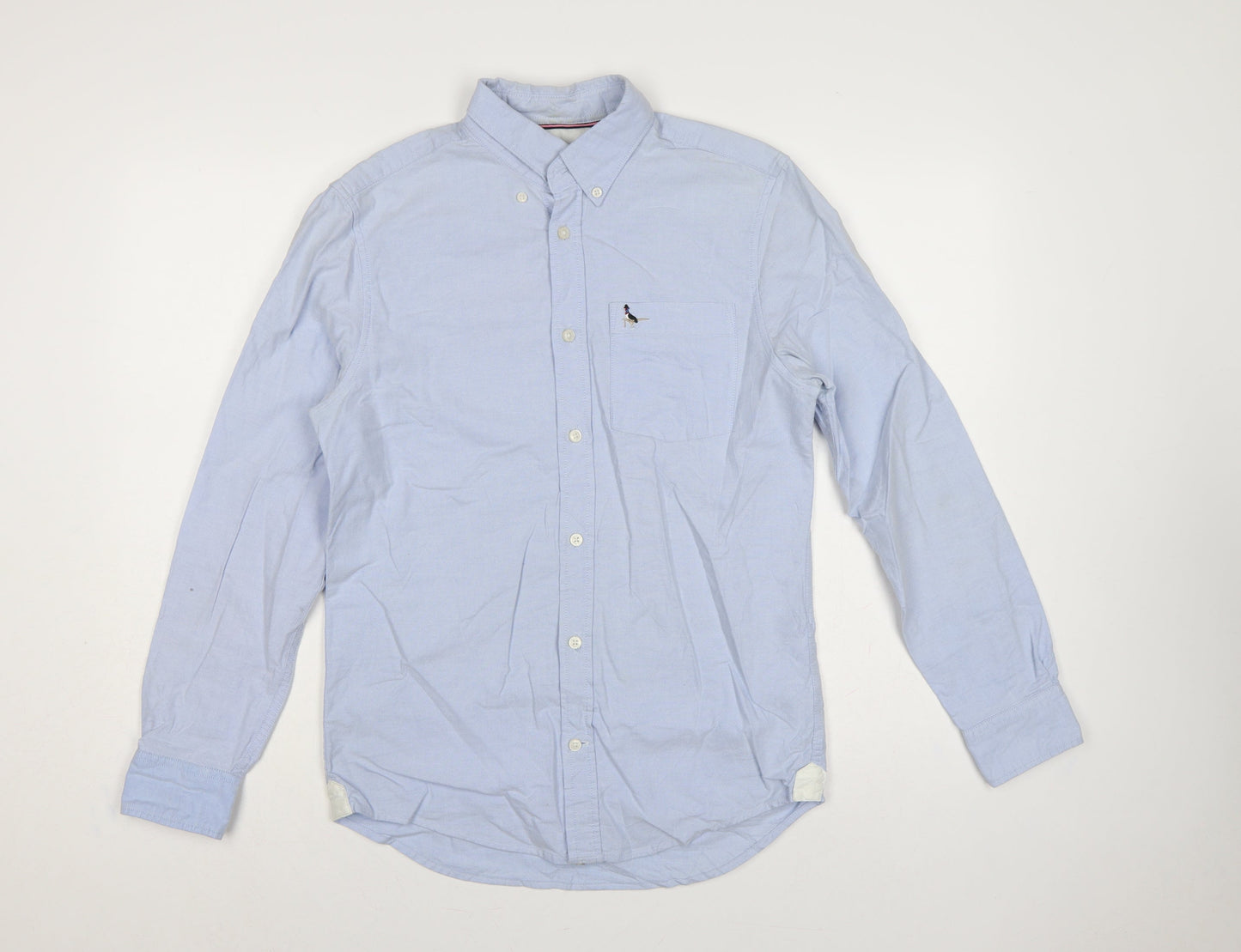 Jack Wills Men Blue XS Slim Fit Cotton Oxford Button-Up Shirt Logo