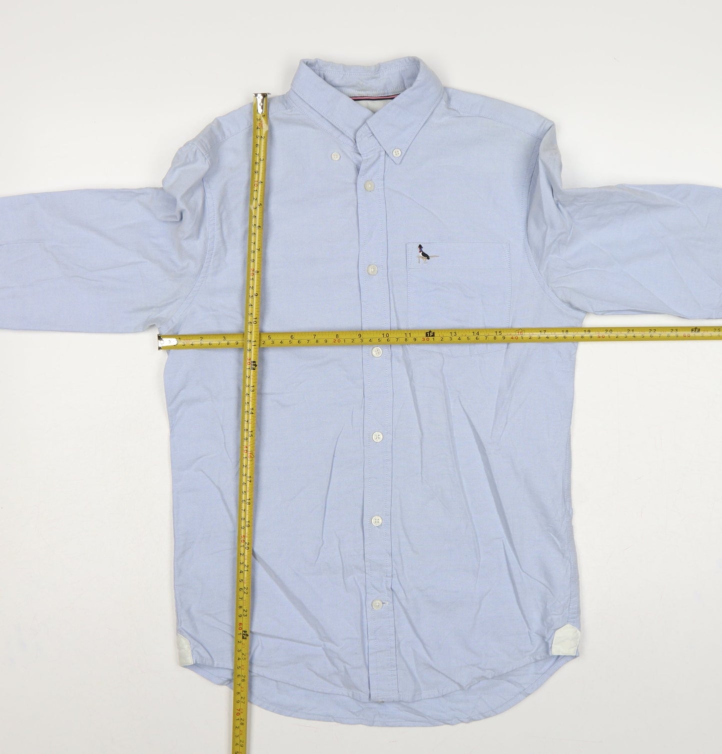 Jack Wills Men Blue XS Slim Fit Cotton Oxford Button-Up Shirt Logo