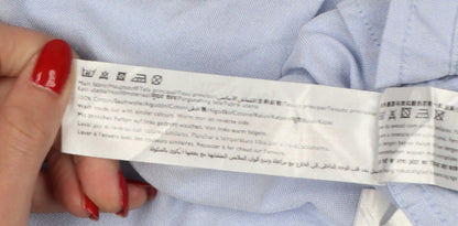 Jack Wills Men Blue XS Slim Fit Cotton Oxford Button-Up Shirt Logo