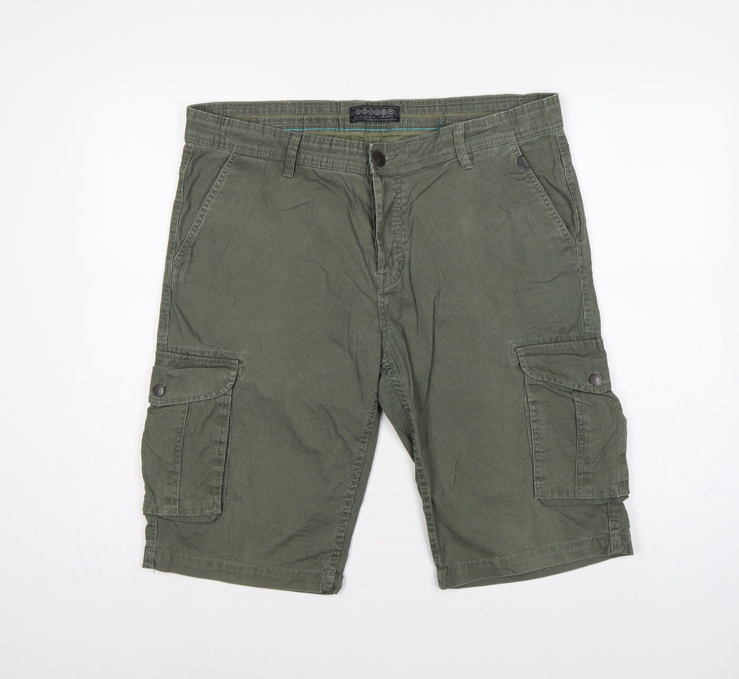 Bonobo Jeans Men’s Green 36 Cargo Cotton Stretch Shorts Pockets